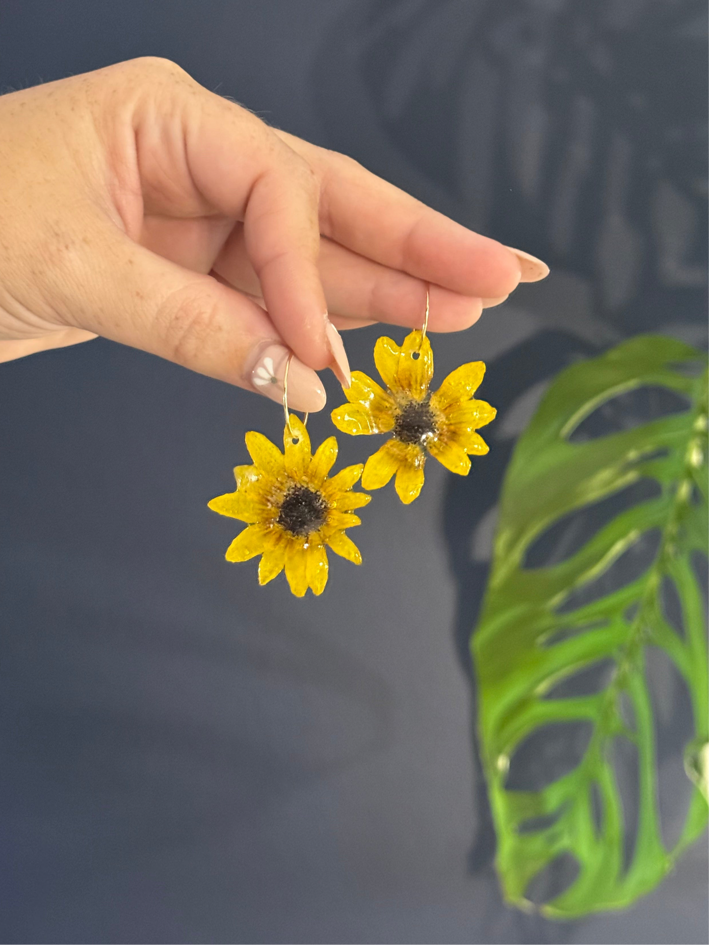 Small Sunflower Hoop Earrings