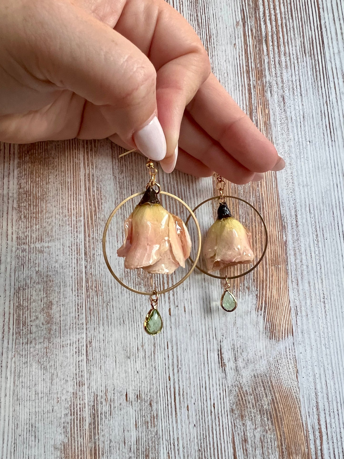 Peachy Yellow Rose Dangle
