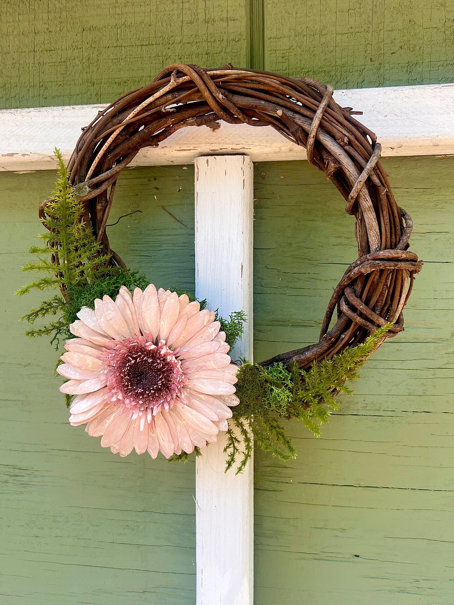 Pink Gerber Daisy Wreath 8"