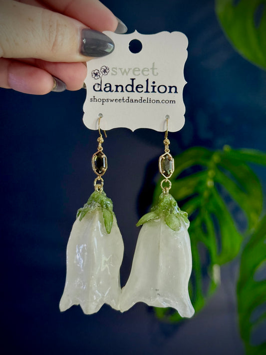 Canterbury Flower Earring with Smokey Glass Charm