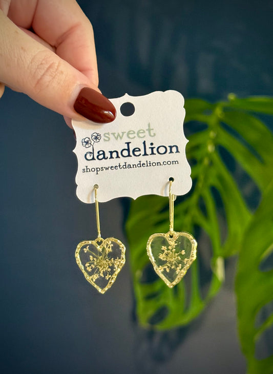 Queen Anne’s Lace Heart Earring