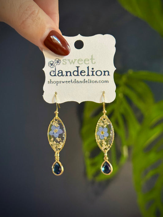 Forget me Not, Queen Anne’s Lace Dangle