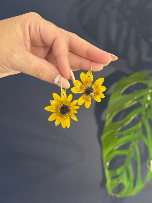 Small Sunflower Hoop Earrings