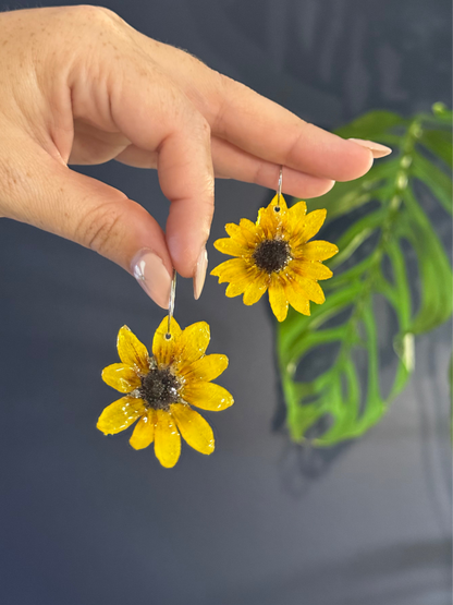 Small Sunflower Hoop Earrings