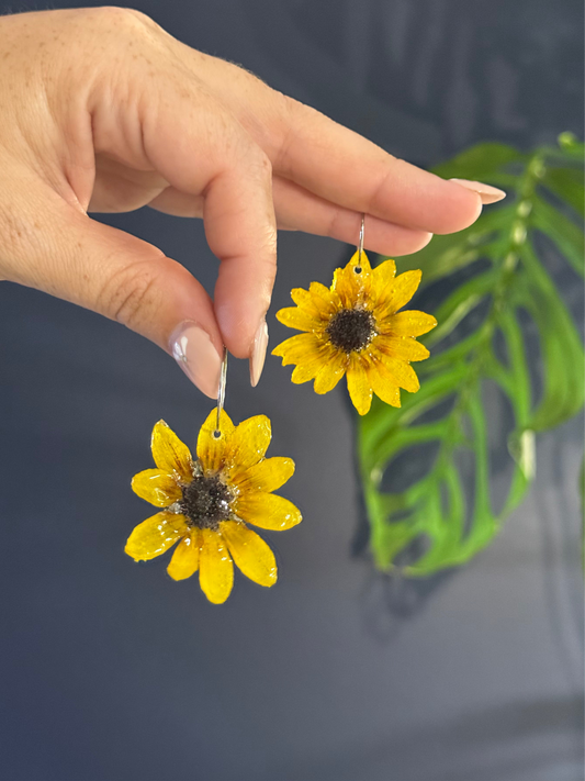 Small Sunflower Hoop Earrings
