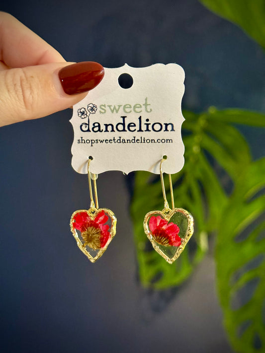 Heart, Red Pressed Flower