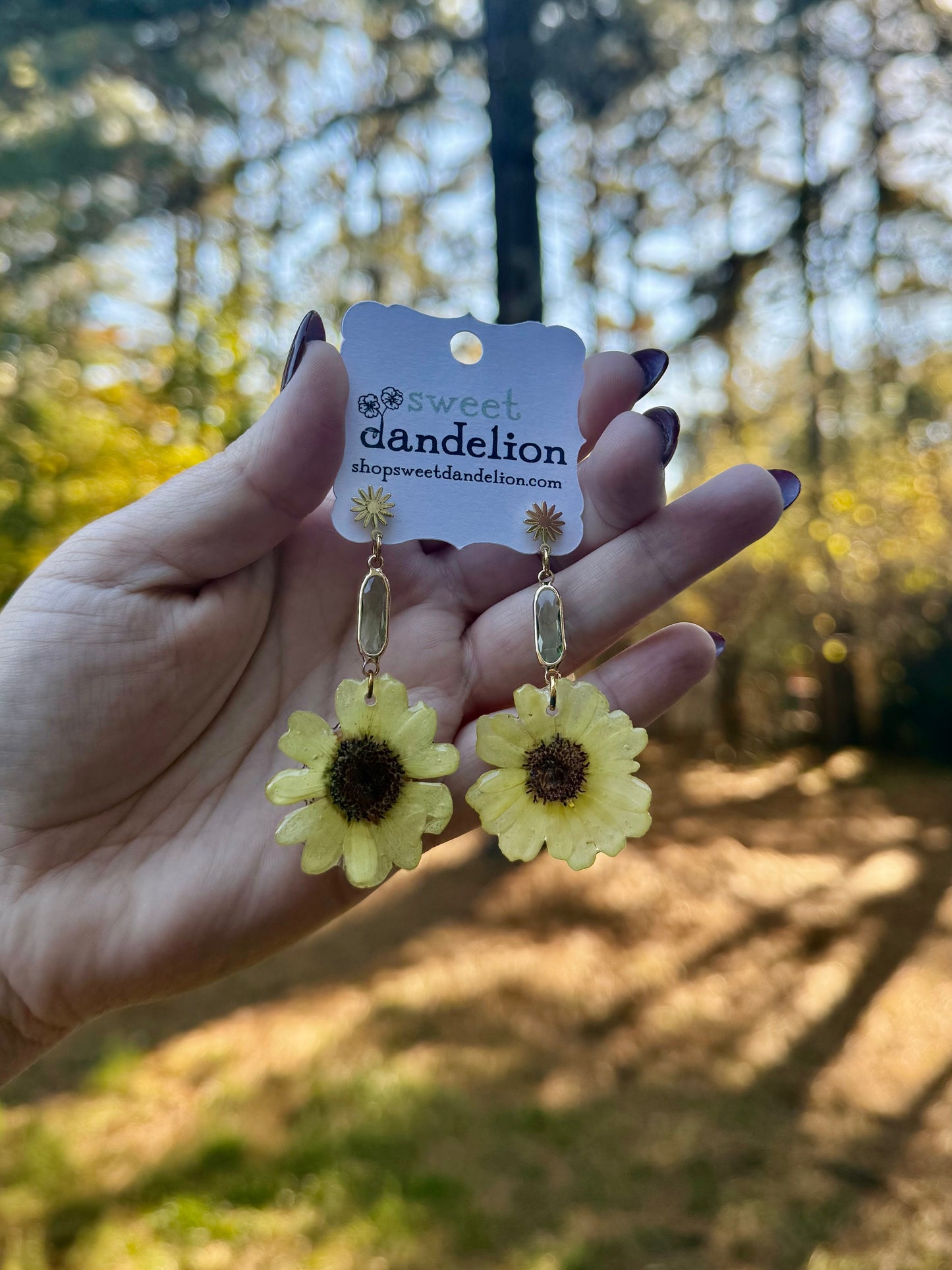 Yellow Daisy Dangle Earrings