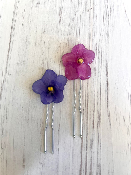 African Violet Hair Pins