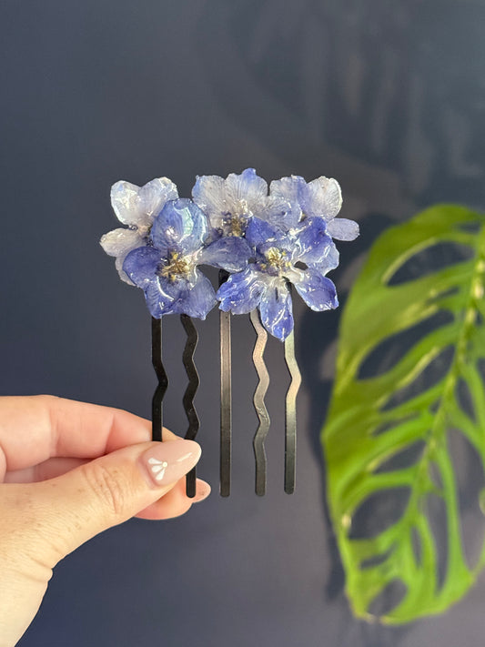 Delphinium Hair Comb, Large