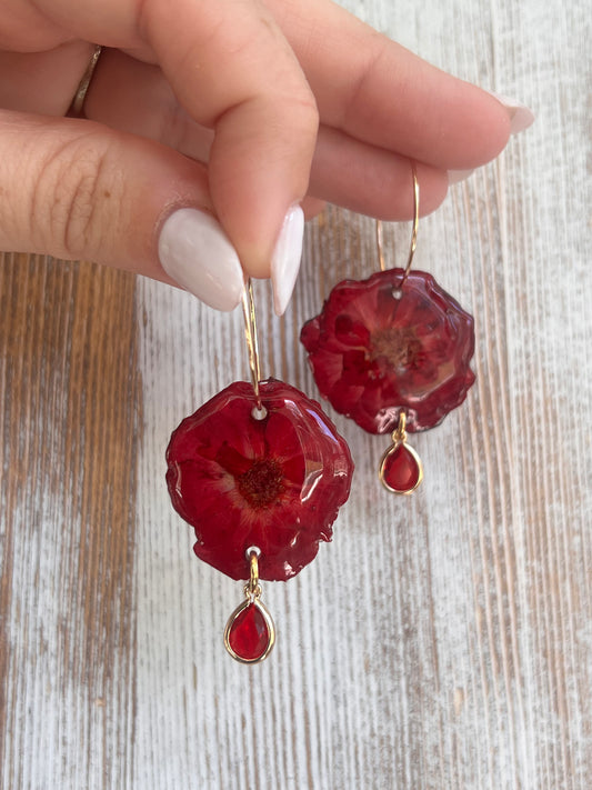 Rose Earring with Charm