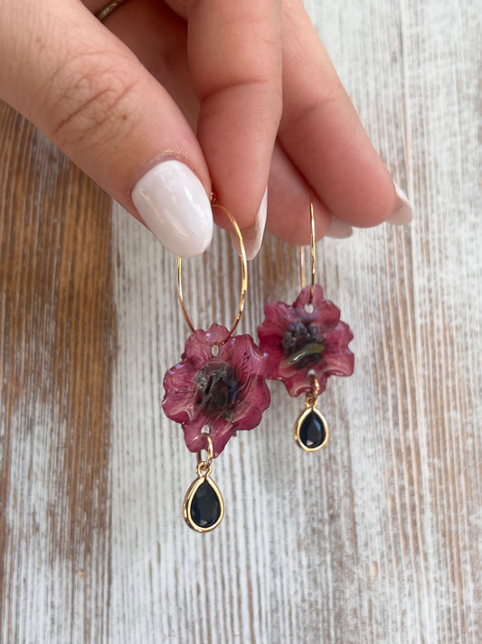 Verbena Hoop Earring with Charm