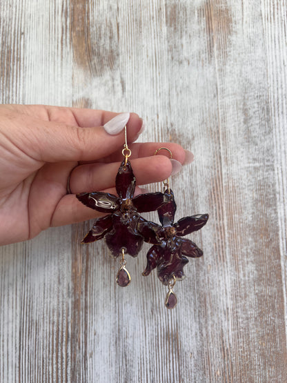 Dark Red Exotic Orchid, French Hook