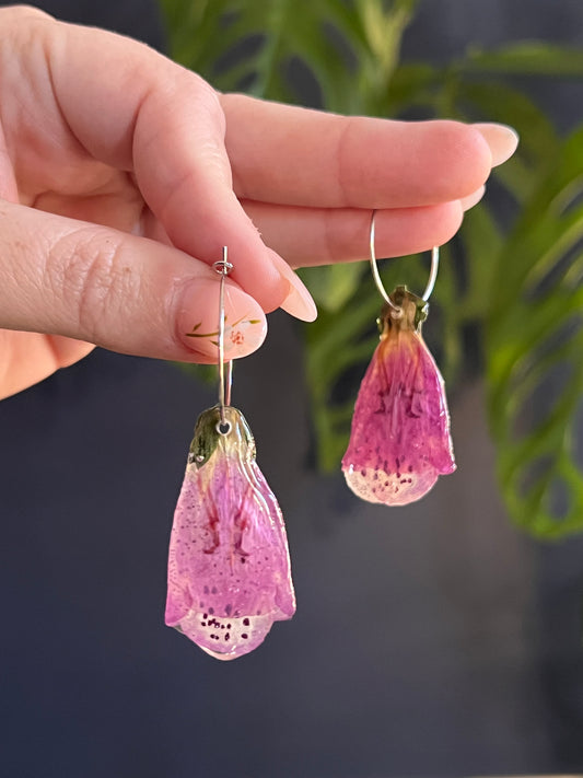 Purple Foxglove Hoop Earring