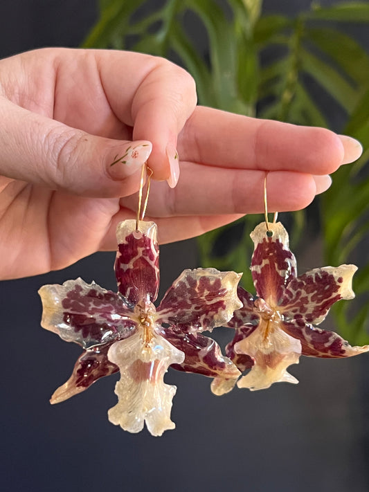 Exotic Orchid Hoop Earring
