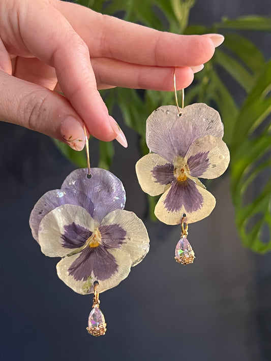 Pansy Gold Hoop with Dangle Charm