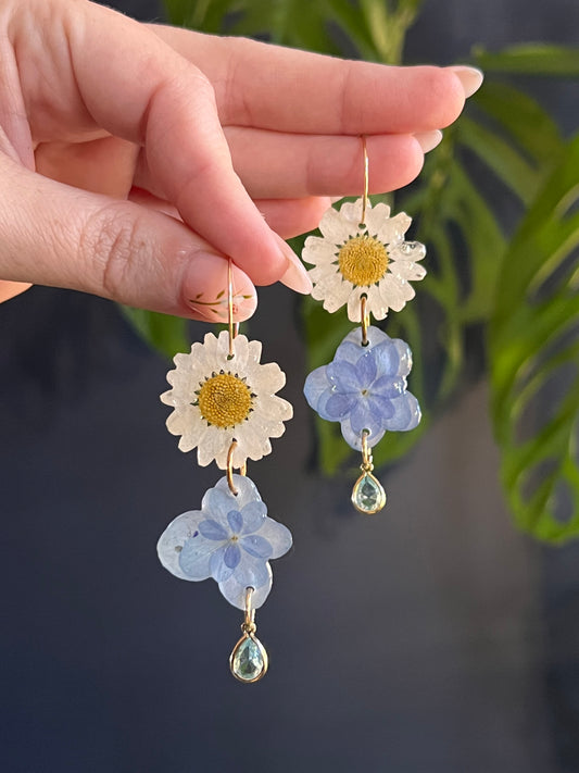 Daisy and Hydrangea Hoop Earring