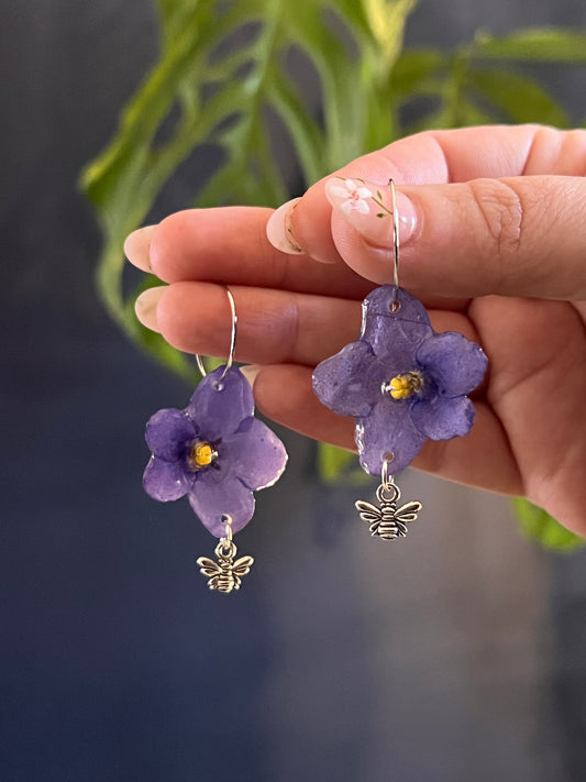Periwinkle Blue African Violet Hoop Earring
