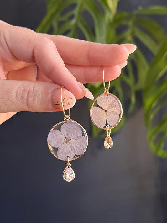 Pale Purple Hydrangea Hoop Earring