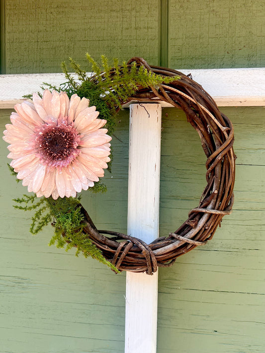 Pink Gerber Daisy Wreath 8"
