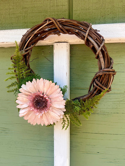 Pink Gerber Daisy Wreath 8"