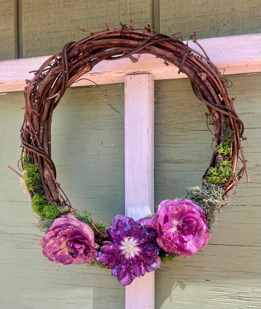 Purple Rose and Hellebore Wreath 10"