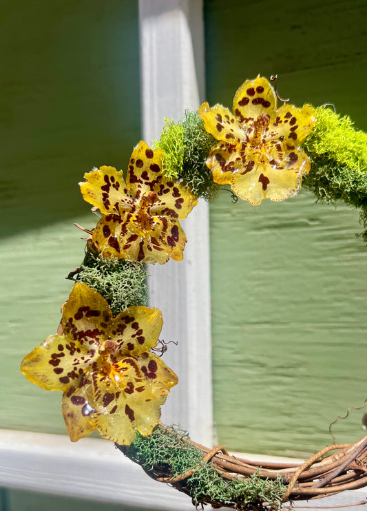 Yellow Orchid Wreath 6"