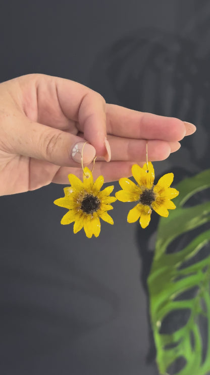 Small Sunflower Hoop Earrings