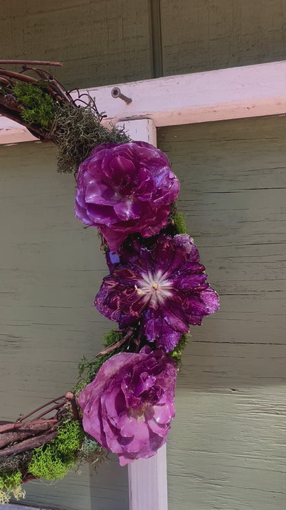 Purple Rose and Hellebore Wreath 10"