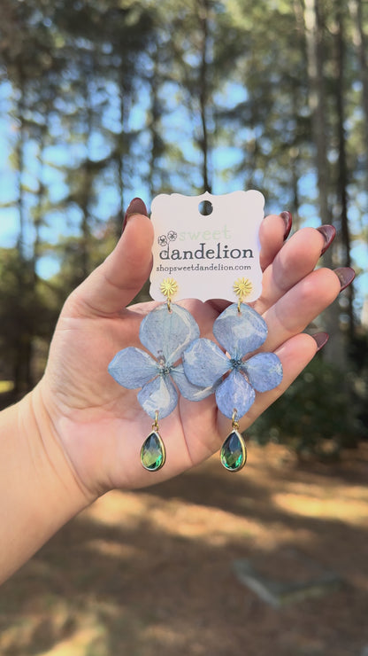 Blue Hydrangea Gem Earrings
