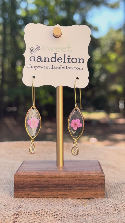 Pink Small Flower Dangle Earring