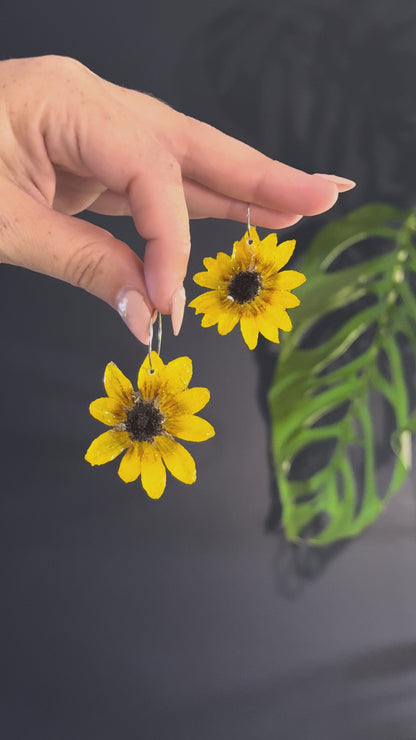 Small Sunflower Hoop Earrings